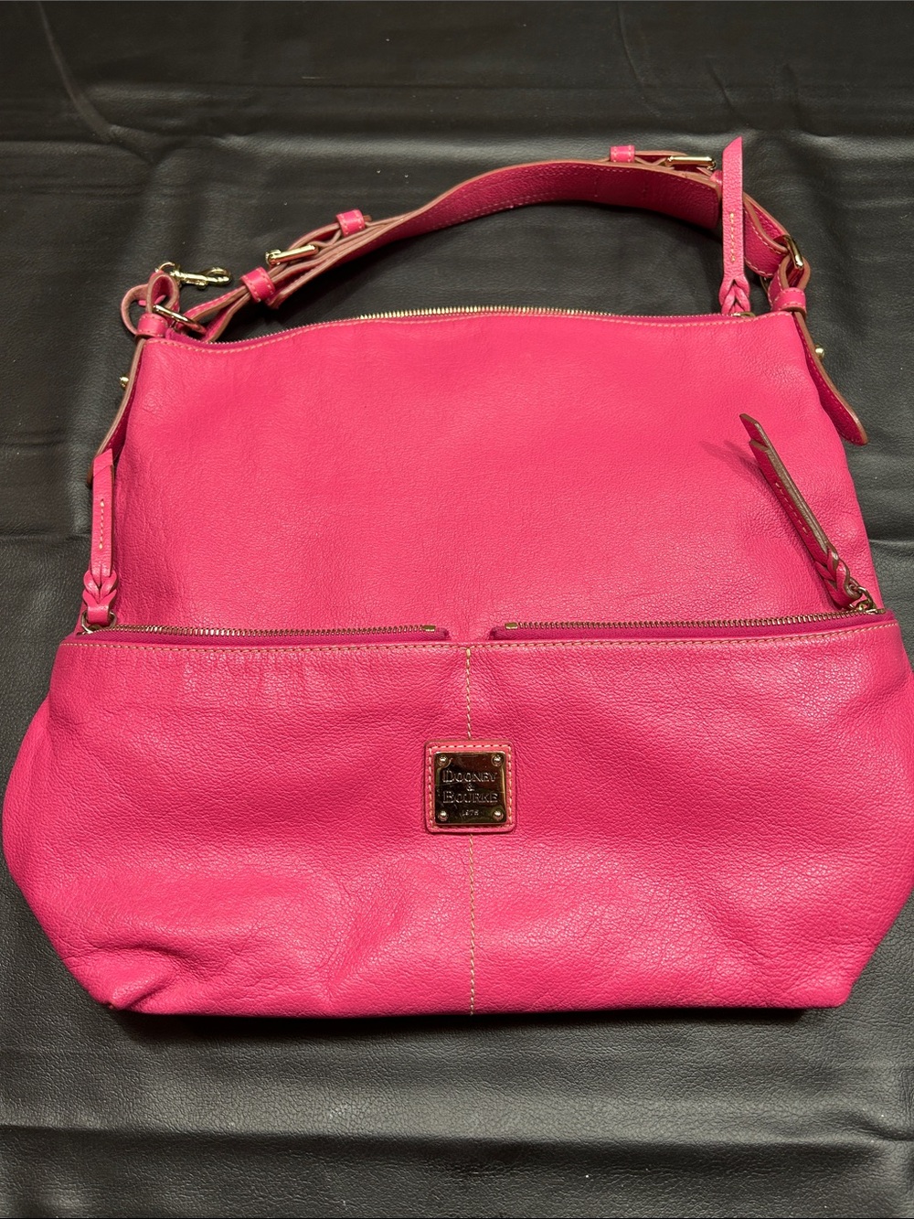 Dooney & Bourke Bright Pink Pebble Leather Shoulder Bag